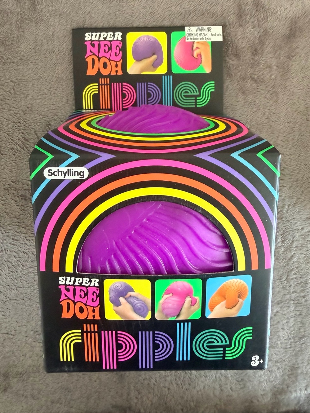 Schylling - NeeDoh - Super Ripple Ball - Purple - Squishy - Sealed & Brand New